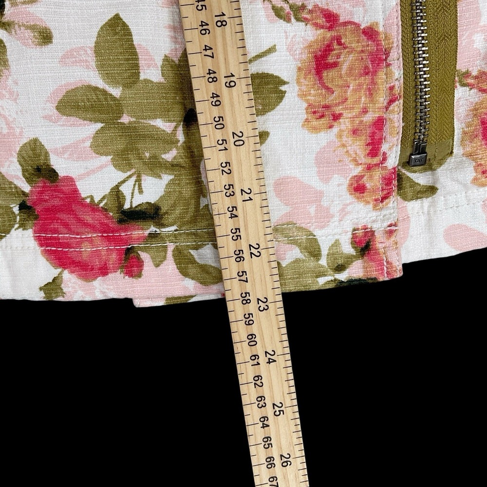 Lane Bryant Jacket Women 18 Ivory Pink Floral Long Sleeve Zip Moto Pockets NWT - Picture 13 of 16